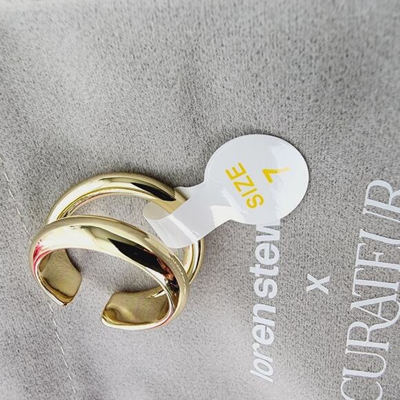 Loren Stewart Deux Open Stacked Double Band Ring - Size 7 - Gold Plated NWT - Picture 9 of 11